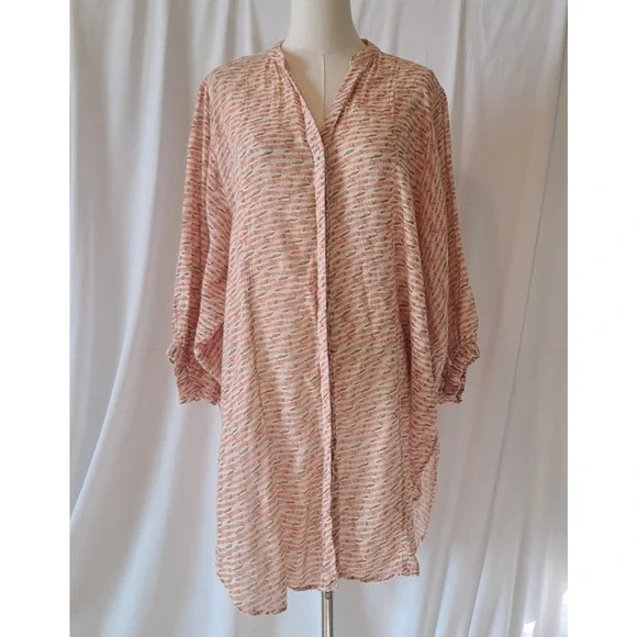 Anthropologie Maeve Womens Orange Multi Lena Yarn Dyed Oversized Tunic Top Large - Picture 2 of 11
